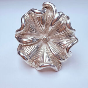Modernist Sterling Silver 925 Sculptural BIG Blooming Flower 1.4" Vintage Ring